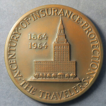 USA Insurance Underwriters The Travelers 100th anniversary 1964 bronze commemorative medal Building