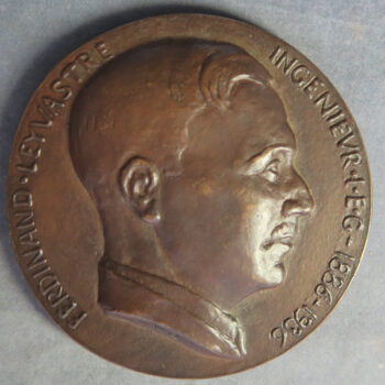 MB109039 France Paris-Rhone electronics manufacturing bronze medal portrait of engineer Leyvastre 1936