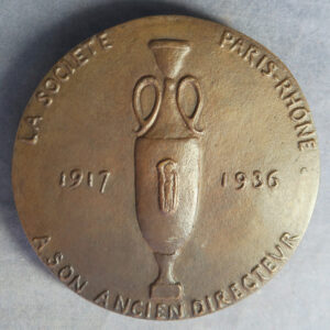 MB109039 France Paris-Rhone electronics manufacturing bronze medal portrait of engineer Leyvastre 1936