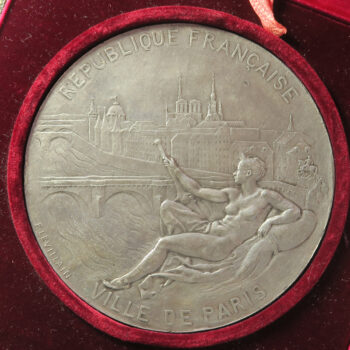 MB109045 France Exposition Universelle 1889 Paris Eiffel Tower Art Nouveau silver medal given to constructors