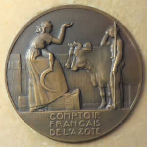 MB109049 France Art Deco bronze medal Comptoir Francais de l’Azote by Dammann 1932