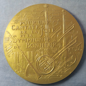 MB109050 France Gilt Bronze medal 1983 Greetings on a Major Scale - Voeux en Majeur by Jacki Mauviel