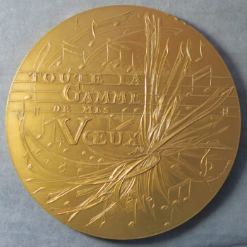 MB109050 France Gilt Bronze medal 1983 Greetings on a Major Scale - Voeux en Majeur by Jacki Mauviel