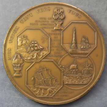 MB109054 France Voeux Greetings medal bronze 19th century transport images