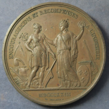 MB109070 France Louis XVIII bronze prize medal awarded 1823 for industry