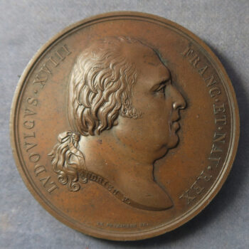 MB109073 France Louis XVIII large bronze medal 1814 commemorative of his accession to throne