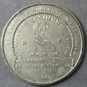 MB109078 France Le Citoyen Blanc 1848 Revolution pewter medal socialism