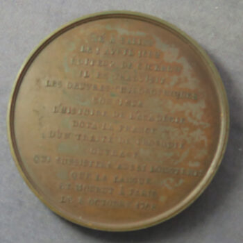 MB109080 France Joseph d’Olivet Grammarian bronze medal  1857 commemorative - Image 2