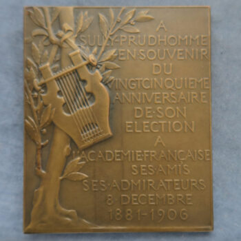 MB109096 France Sully Prudhomme by Chaplain bronze plaque 1907 Nobel Prize literature winner