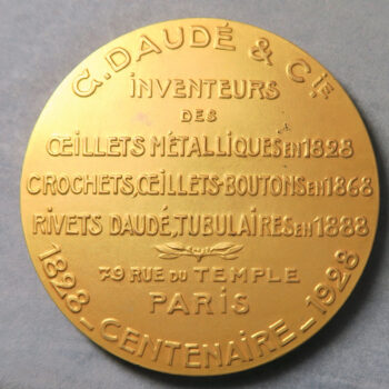 MB109102 France centenary medal C Daude & Ci metal rivets oeillets 1928 by Blin