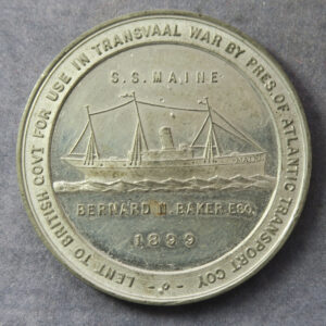 MB109108 US S S Maine hospital ship medal Transvaal War Boer War cased 1899