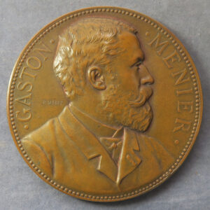 MB109109 France Gaston Menier portrait politician chocolate bronze medal by P Tasset 1888