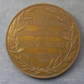 MB109109 France Gaston Menier portrait politician chocolate bronze medal by P Tasset 1888