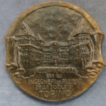 MB109120 Italy Turin Engineering Scuola Ingegneri Torino 50th anniversary bronze medal by Pardo 1861-1911