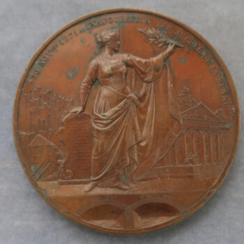 MB109142 Bronze medal Belgium Bridge opened Arches de la Senne1872 Anspach maire Bruxelles portrait