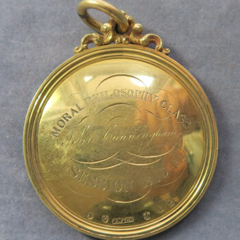 MB109147 Scotland, 18ct gold prize medal Edinburgh awarded to John Cunningham for moral philosophy, Session 1840-41.