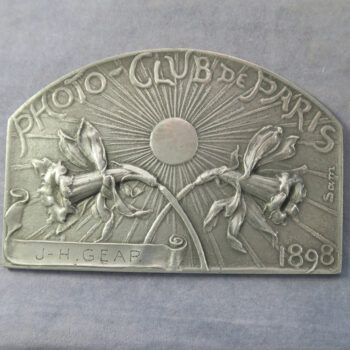 MB109164 France Photo-Club de Paris pewter plaque prize Jonquil flowers 1898 Art Nouveau