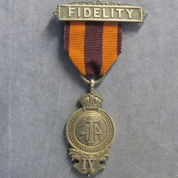 MB109166 Army Temperance Association India 4 year medal with Fidelity bar and military riband pre WW1