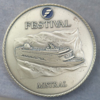 MB109172 Greece Ship Festival line Mistral class cruiser medal with blue enamel 1999-2004