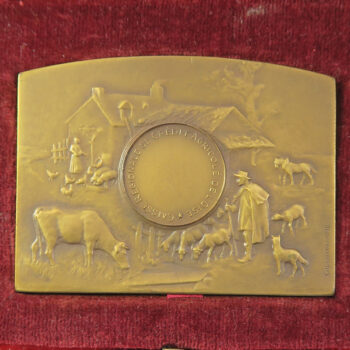 MB109177 Credit Agricole Bank prize for Agriculture Livestock bronze plaquette medal by Grandhomme, France