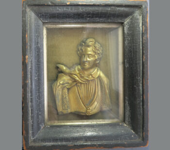 MB109179 GB Lord Byron English Romantic poet adventurer gilt metal high relief plaque framed 19th century