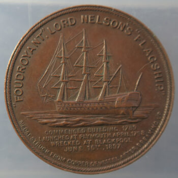 MB109182 GB Nelson’s Foudroyant ship bronze medal wreck relic