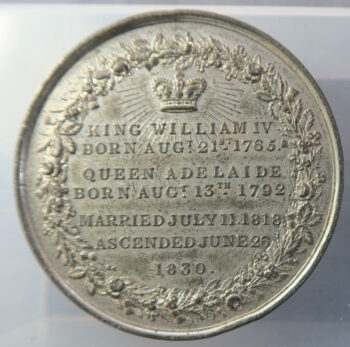 MB109190 GB Coronation of William IV & Adelaide 1831 commemorative medal pewter