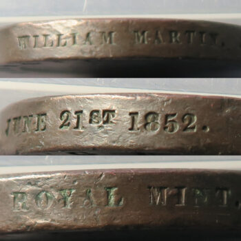 MB109191 GB Cartwheel 2d 1797 coin with edge impressed inscription relating to Royal Mint1852