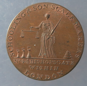 MB109192 Schooling & Son London Spitalfields Scalemakers token 1795 D&H Middx 474