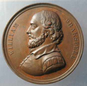 MB109193 GB William Shakespeare playwright bronze commemorative medal Birthplace house Stratford made 1847 Allen & Moore