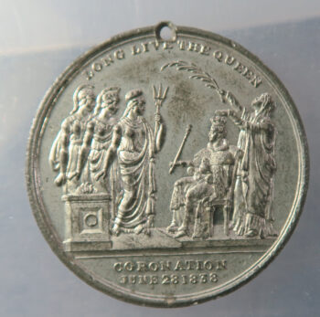 MB109194 GB Queen Victoria coronation commemorative medal pewter WM by Halliday 1838