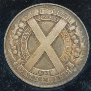 MB109201 Scottish Gathering 1931 silver sports medal with saltire Inter Schools relay