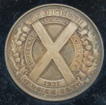 MB109201 Scottish Gathering 1931 silver sports medal with saltire Inter Schools relay