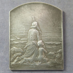 MB109212 France, Salut au Soleil silver medal plaquette by Dupre, Salute to the Sun Symbolist Beaux Arts