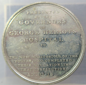 MB109215 Scotland Edinburgh George Heriots Hospital Governors prize medal pewter rare