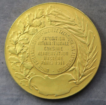 MB109218 France Exposition International Cuisine Paris Food Exhibition gilt medal 1911 by Massonet