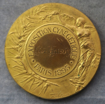 MB109219 France Exposition Cynegetique Paris 1895 gilt bronze medal hunting dogs prize