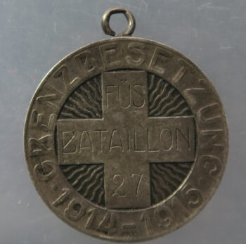 MB109249 Military: Grenzbesetzung fus bataillon 27 Border Occupation WW1 silver medal Germany/Austria