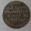 MB109254 GB advertising token Wines & spirits wholesale & retail by Massey Kidderminster