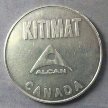 MB109284 Kitimat Alcan Canada medal Aluminium Company of Canada map with Arvida 51mm.