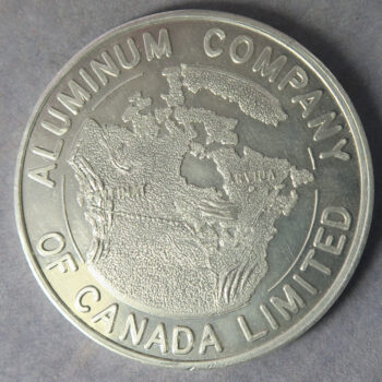 MB109284 Kitimat Alcan Canada medal Aluminium Company of Canada map with Arvida 51mm.