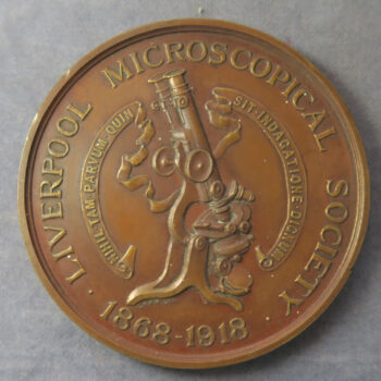 MB109287 GB 50th anniversary of Liverpool Microscopical Society bronze medal 1868-1918