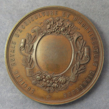 MB109289 Belgium Societe Royale d’Agriculture et d’Horticulture Linneene Linaeus bronze medal by Wurden