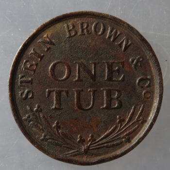 MB109301 Ireland Token Stein Brown & Co, One Tub Castle DW54 halfpenny size