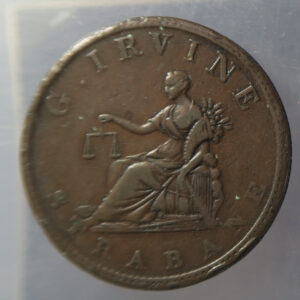 MB109307 Ireland token G Irvine Strabane 1813 one penny Withers 1901