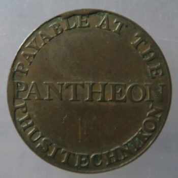 MB109315 Ireland, 18th century token Pantheon Phusitechnikon. D&H Dublin 349 1802 Halfpenny