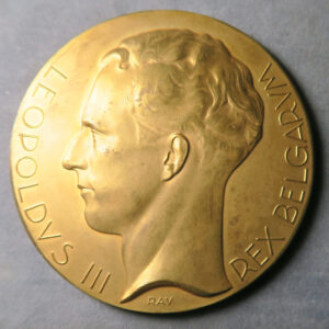 MB109323 Belgium Photography Exhibition Courtrai Kortrijk 1936 gilt bronze medal by Rau Art Deco Leopold III