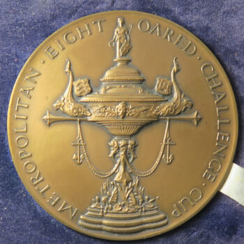 MB109331 GB Metropolitan Eight Oared Challenge Cup bronze medal by Pinches . Amateur Regatta 1963