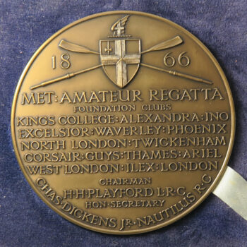 MB109331 GB Metropolitan Eight Oared Challenge Cup bronze medal by Pinches . Amateur Regatta 1963