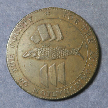 1811 Cornwall Penny Withers 701 Davis 20 - fish tin ingots rev. winding gear edge grained ////// 34.5mm